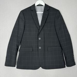 Nick Graham Mens Blazer 38S Black Windowpane New York Cut Modern Fit Sport‎ Coat